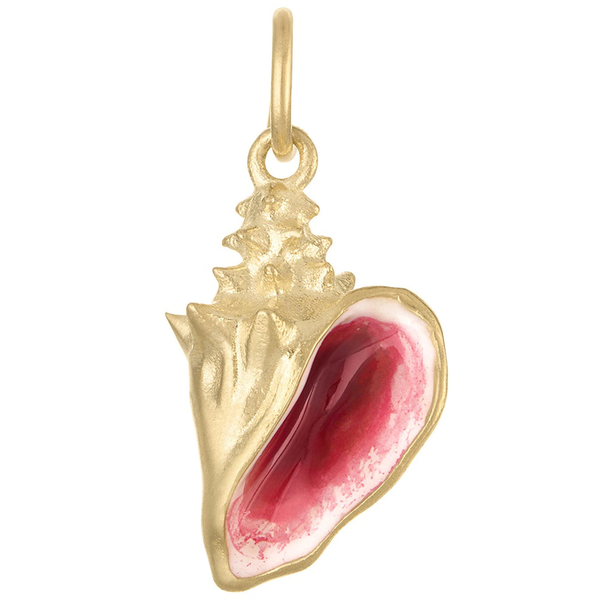 Conch Shell with Pink Enamel 14k Gold Charm | Charmco | 14k Solid Gold ...