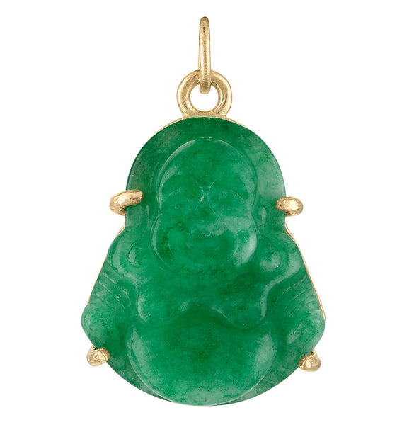 アクセサリー 14k franco chain 14k jade budda charm Carved Jade Lucky Buddha 14K Gold Charm | Charmco | 14k Solid Gold